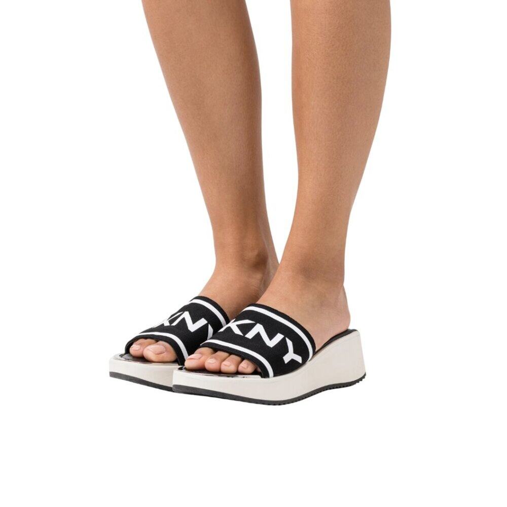 DKNY Mandy Platform Slide Sandals Women’s Black White - Size 6M